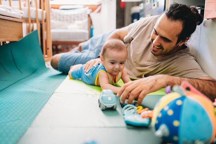 Infant babies tummy time