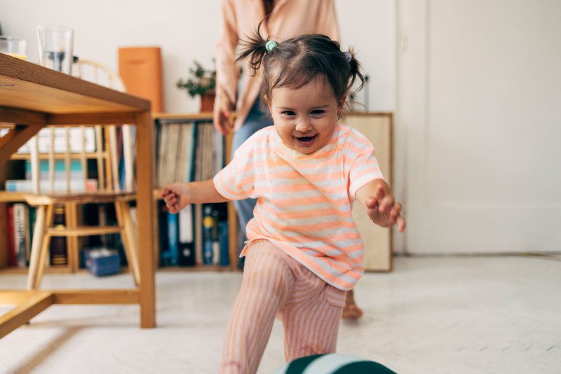 Happy toddler playing